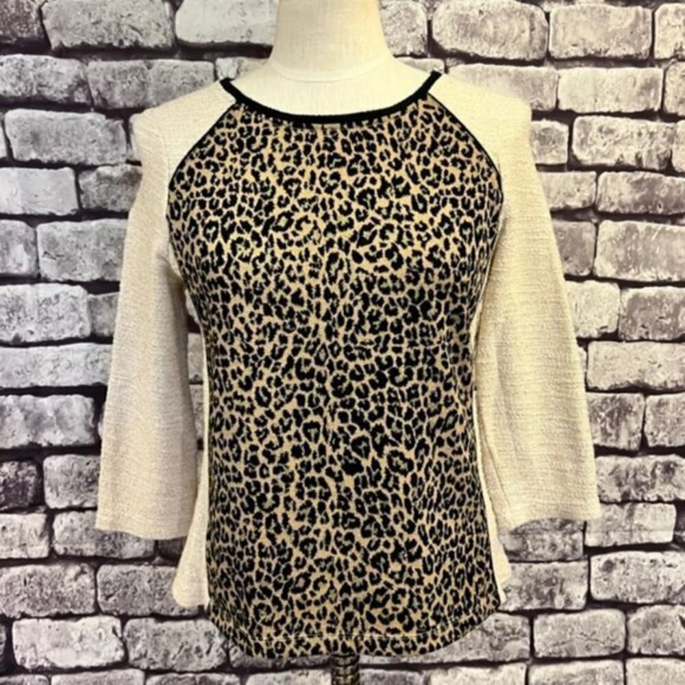 Chico's Zenergy Animal Print 3/4 Sleeve Blouse Size Small